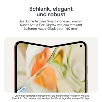 Google Pixel 9 Pro Fold – Android-Smartphone mit Gemini ohne SIM-Lock – fortschrittliches Dreifach-Rückkamerasystem – faltbares Display – Videos per Sprachbefehl steuern – Porcelain, 512GB