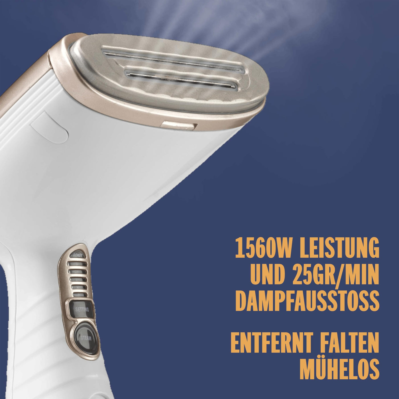 Conair Turbo ExtremeSteam Dampfglätter mit 5 EInstellungen | Dampfleistung 25g/Min. | Schnelle Aufheizzeit | 3 Aufsätze für feine und schwere Stoffe + Bügelfalten | weiß/beige