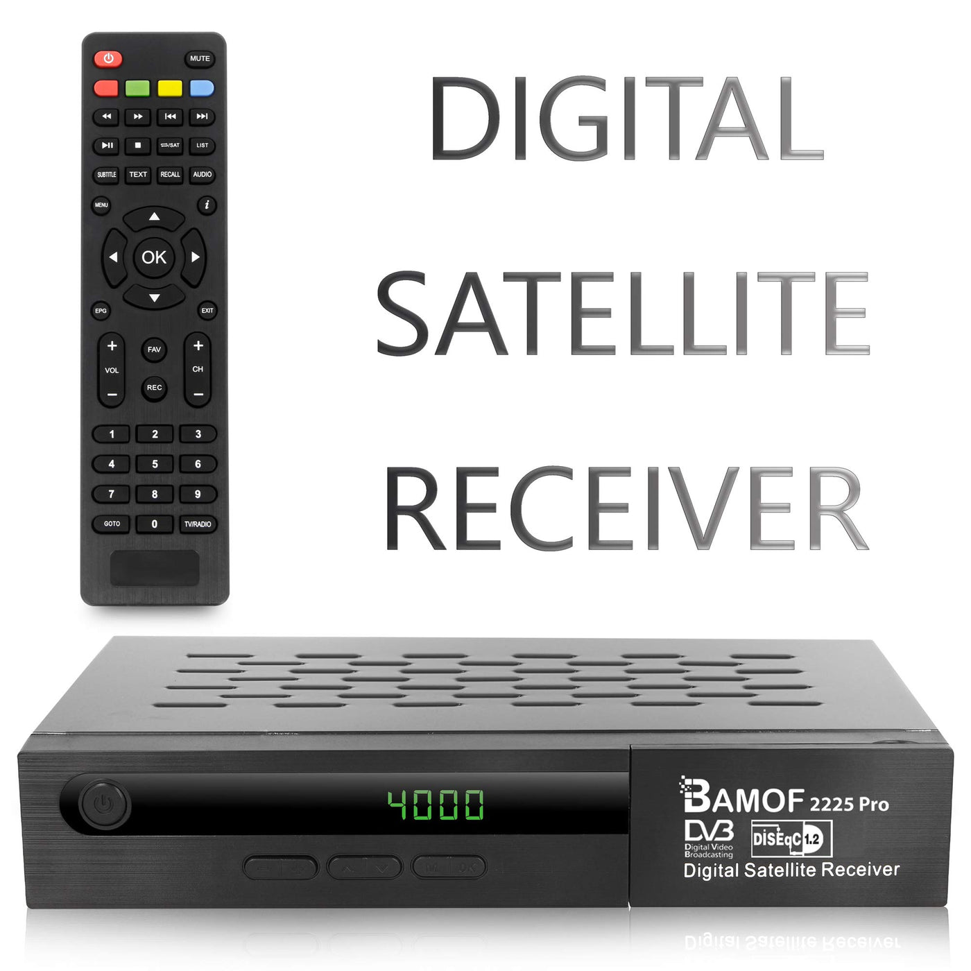 Récepteur satellite numérique Bamof 2225 PRO (HDTV, DVB-S/DVB-S2, HDMI, SCART, 2X USB, Full HD 1080p) [Préprogrammé pour Astra, Hotbird et Türksat] + câble HDMI