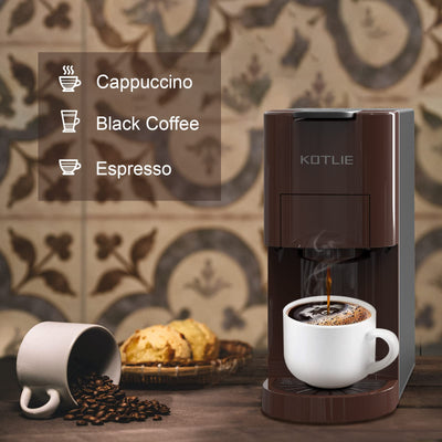 KOTLIE Espresso Kaffeemaschine, 4 in1Kaffeemaschine für Nespresso Original/Dolce Gusto/Mehl/ESE Kapsel Espressomaschine, 19 Bar