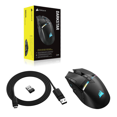 CORSAIR DARKSTAR RGB WIRELESS MMO Gaming Mouse - 26.000 DPI - 15 Programmierbare Tasten - Bis zu 80 Stunden Akkulaufzeit - iCUE-Kompatibel - PC, PS5, PS4, Xbox - Schwarz