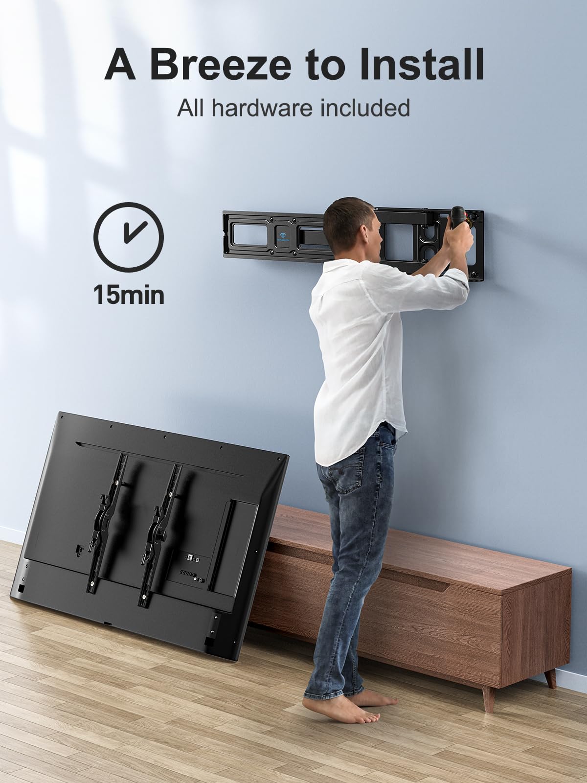 PERLESMITH TV Wandhalterung, Schwenkbare Neigbare TV Halterung für 26-60 Zoll Flach & Curved Fernseher oder Monitor bis zu 40kg, max.VESA 400x400mm