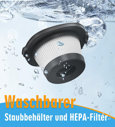 Milunho Handstaubsauger, 9500PA handstaubsauger akku mit Starke saugkraft, leicht und tragbar Auto staubsauger mit Waschbar HEPA-Filter, 100W handstaubsauger kabellos für Auto/Haus/Haustiere (Blau)