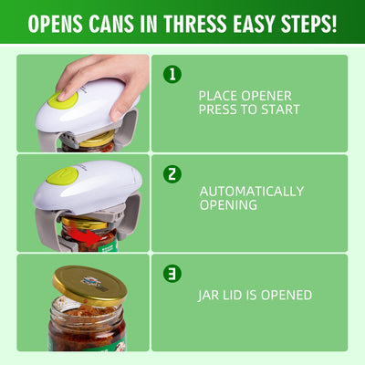 YUET Elektrischer Dosenöffner, Küchenhelfer, robust, automatischer Dosenöffner für neue versiegelte Gläser, freihändiger Dosenöffner mit weniger Aufwand beim Öffnen - Weiß