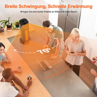 Grelife Heizlüfter, 1500W Leiser Energiesparend Heizung Elektrisch mit Thermostat, 70° Oszillationsfunktion, 3x Heizstufen, Raumheizgerät für Bad, Büro, Wohnzimmer, Schlafzimmer, Schwarz