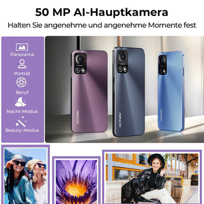 HOTWAV Note 13 Smartphone Ohne Vertrag, 5160mAh Octa Core 4GB+128GB/1TB Erweiterbar, 90Hz 6.6" HD+ Display Android 13 Günstig Smartphone 4G, 50MP Kamera Face ID Simlockfreie Handys, GPS, Fingerabdruck