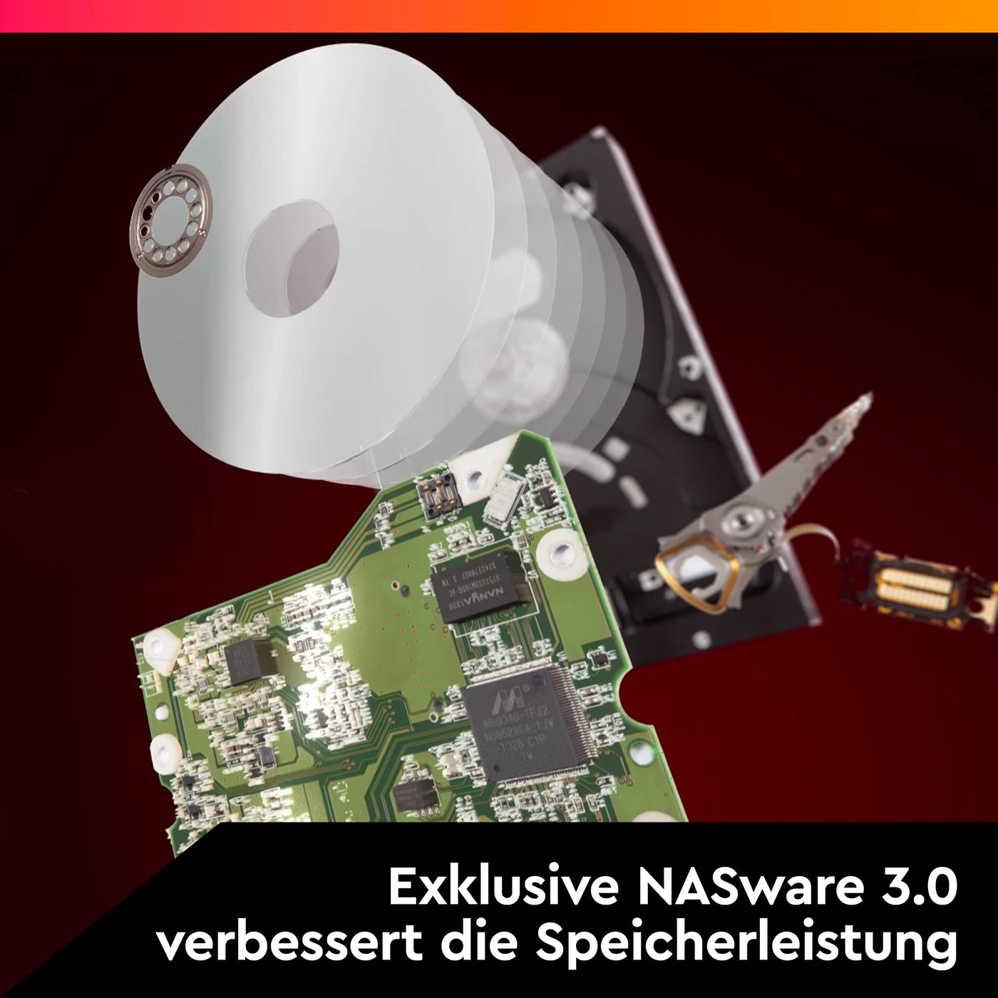 WD Red Plus interne Festplatte NAS 4 TB (3,5'', Workload-Rate 180 TB/Jahr, 5.400 U/min, 256 MB Cache, NASware-Firmware für Kompatibilität, 8 Bays) Rot