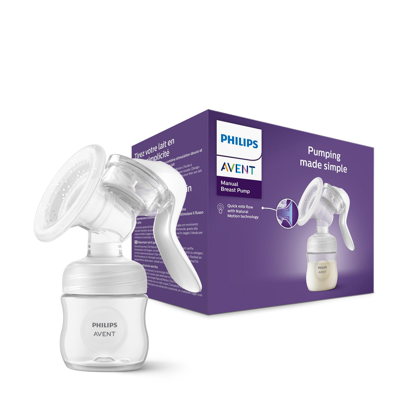 Philips Avent Handmilchpumpe - einfaches Abpumpen, mit Natural-Motion Technologie, BPA-frei (Modell SCF430/01) Transparent