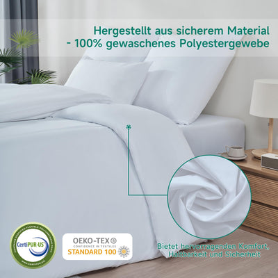 Z-hom Bettwäsche 135x200 cm + 1 Kissenbezüge 80X80 cm - Oeko-Tex zertifizierte, Bettwäsche-Sets Polyester Mikrofaser mit Reißverschluss, Superweiches Bettbezug Set, Weiß