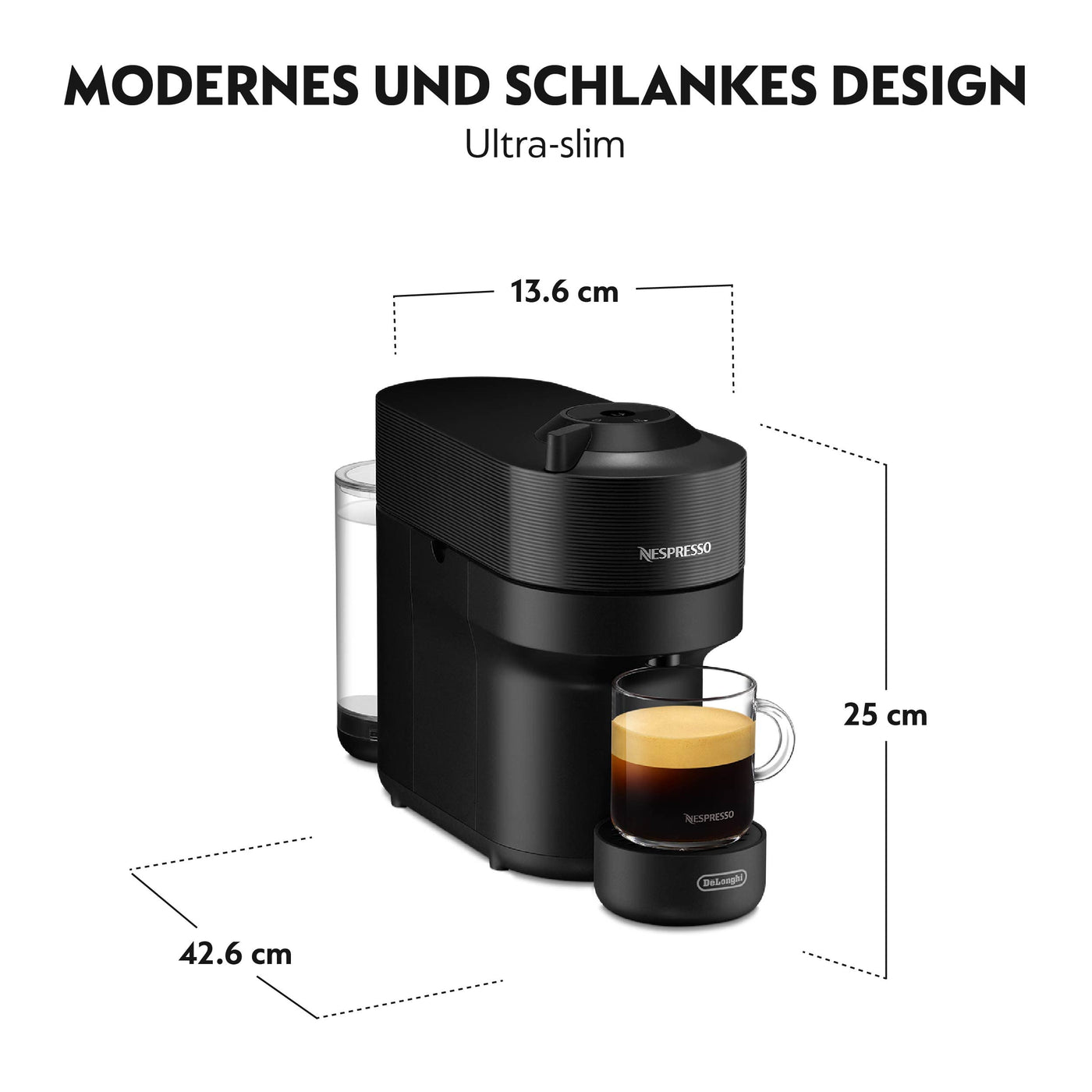 Nespresso De'Longhi ENV90.B Vertuo Pop, Kaffeekapselmaschine, 1350W, Liquorice Black