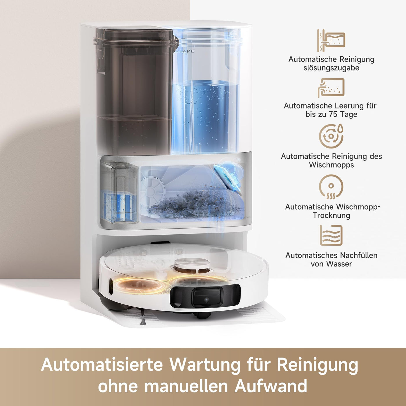 Dreame L10s Ultra Gen 2 Saugroboter mit Wischfunktion,MopExtend™ RoboSwing-Technologie, 10.000 Pa Vormax™-Saugkraft, Haustiermodus, vollautomatischer Basisstation,vielseitiger Teppichreinigung