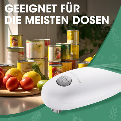 HAUSHOF Elektrischer Dosenöffner, One Touch Dosenöffner, Automatische 360°-Drehung & Automatischer Stopp, Küchenhelfer für Köche, ältere Menschen, Kinder & Verletzte, Mit 4 AA-Batterien, Grün