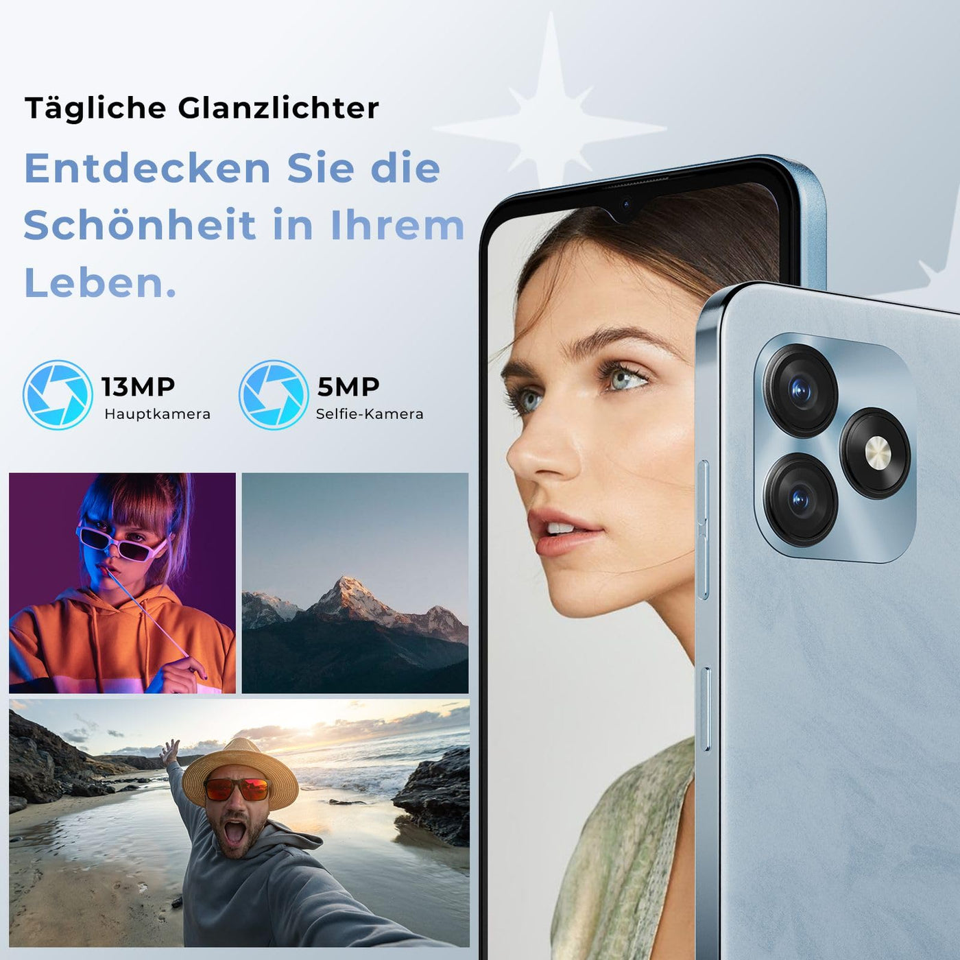 HOTWAV Note 15 Smartphone Ohne Vertrag, Android 14 Octa Core 8GB+64GB/1TB Erweiterbar Handy Ohne Vertrag, 6.6" HD+ Display 5160mAh Handy Günstig, 13MP+5MP Kamera Dual SIM 4G Simlockfreie Handys