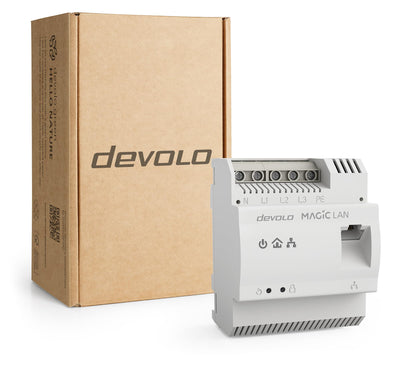 devolo Magic 2 LAN DINrail Powerline Hutschienen Adapter, bis zu 2.400 Mbit/s, Internet aus dem Verteilerkasten, professionelles Heimnetzwerk, grau