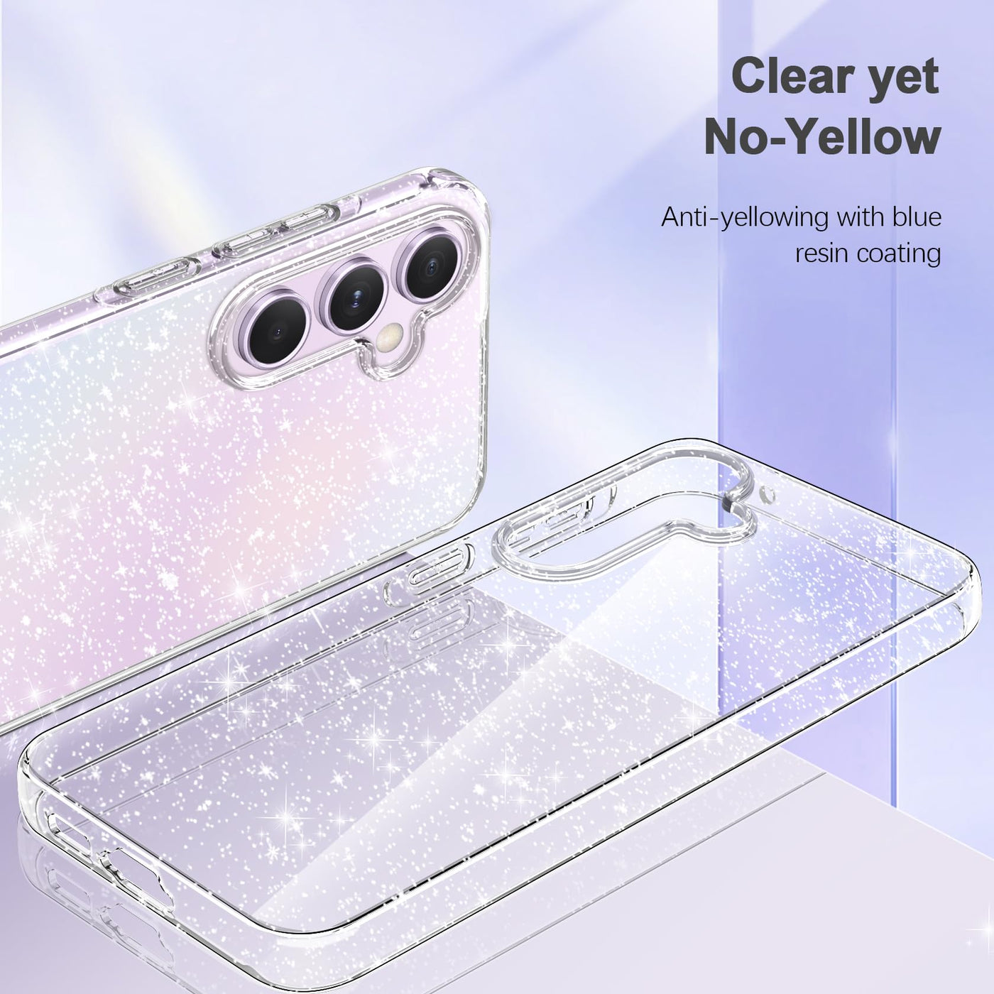 AROYI 3 in 1 Klar Glitzer Handyhülle Kompatibel mit Samsung Galaxy A55 5G Hülle Glitzer mit 2 Stück Schutzfolie, Handyhülle Samsung A55 5G Transparent Weiche TPU Silikon Case [Anti-Yellowing]