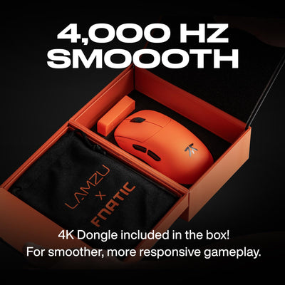 Fnatic x Lamzu Thorn Wireless Pro Gaming-Maus 4K Special Edition, Pixart 3395 Sensor, Episch Leichte 52g, 80h Akkulaufzeit, Optische Schalter, Windows- und Mac-Kompatibel