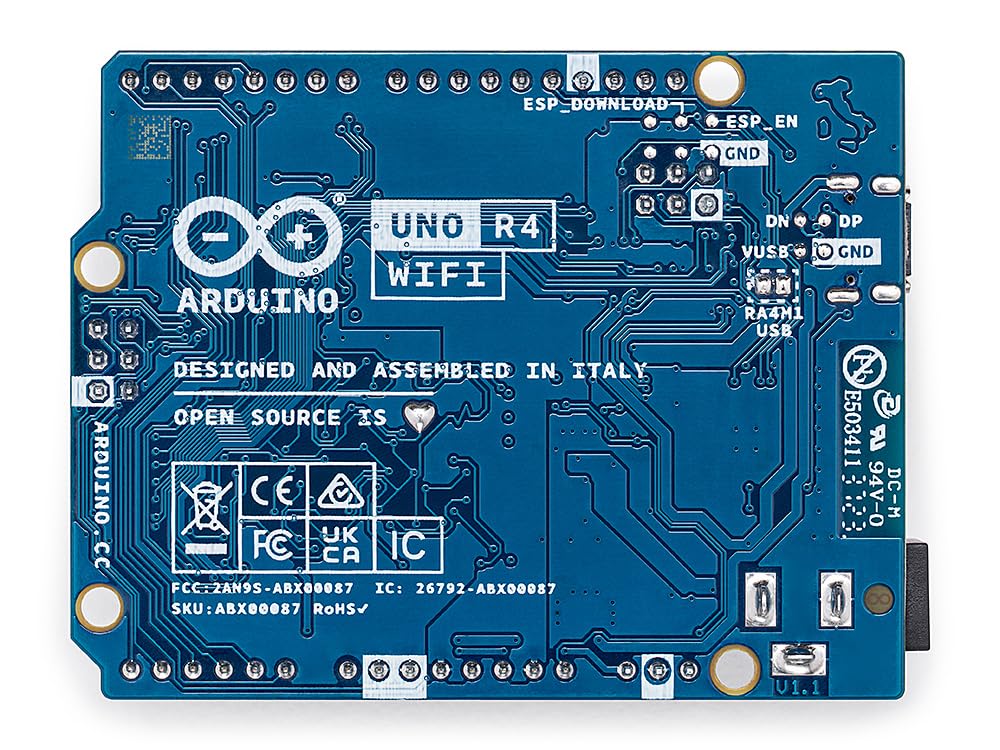 Arduino UNO R4 WiFi [ABX00087] – Renesas RA4M1 / ESP32-S3 – WLAN, Bluetooth, USB-C, CAN, DAC, OP AMP, Qwiic-Anschluss, 12x8 LED-Matrix