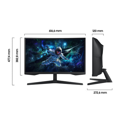 Moniteur de jeu incurvé Samsung Odyssey G55C, 27 pouces, écran avec dalle VA, 2 560 x 1 440 pixels, rayon 1 000R, HDR10, AMD FreeSync, taux de rafraîchissement 165 Hz, temps de réponse 1 ms (MPRT)