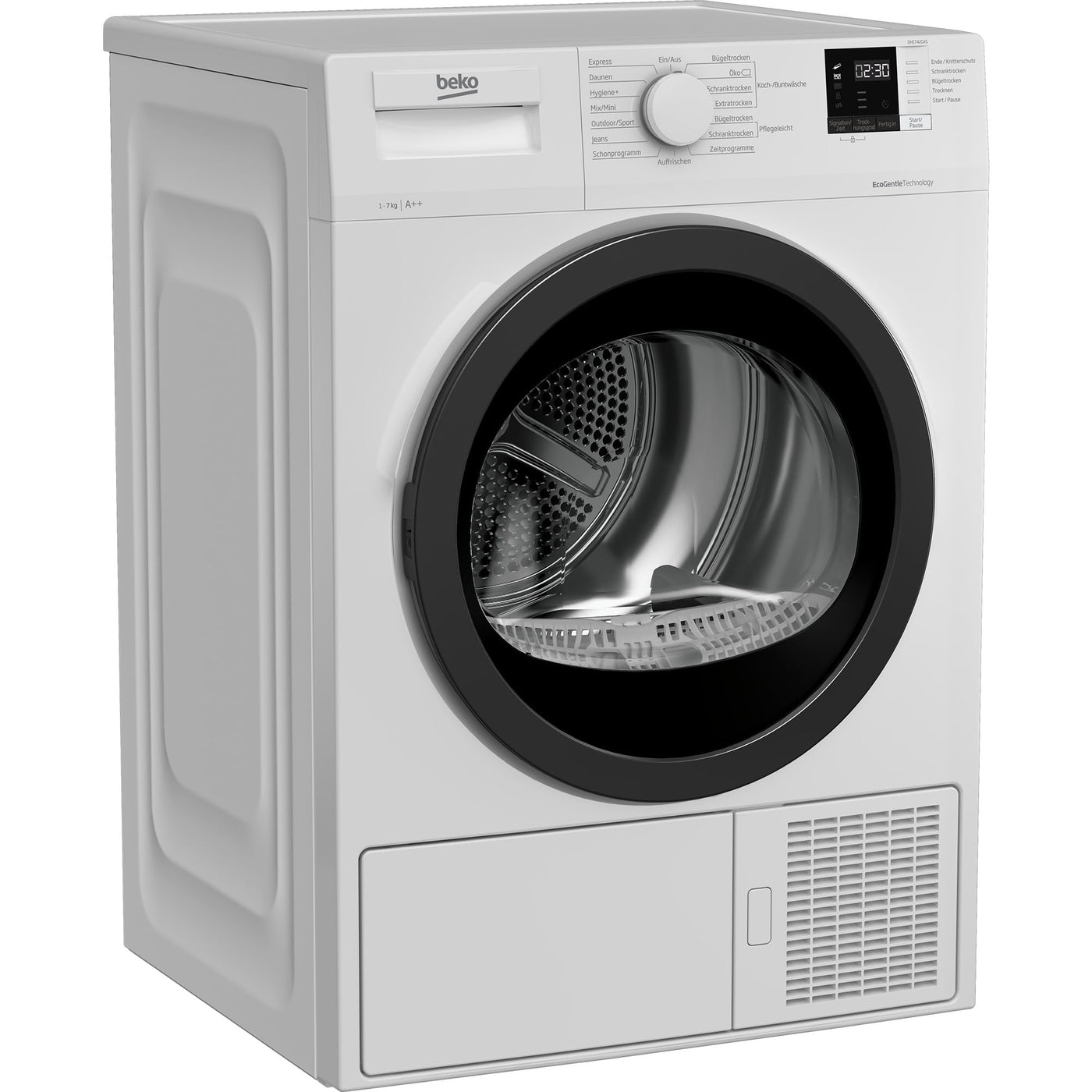 Beko DHC742GXS b300 Wärmepumpentrockner, Frontlader, 7 kg Beladungskapazität, nur 50,8 cm tief, 15 Programme, Sonsortrocknung, Knitterschutz, Allergikergeeignet, Säulenfähig, Schontrommel, Weiß