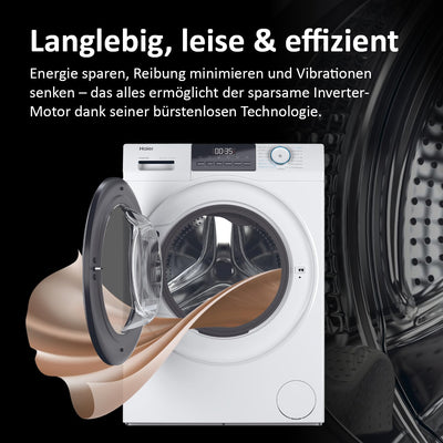 Haier Frontlader Waschmaschine 10kg I I-PRO SERIE 1 HW100-BP14929 I Washing Machine mit A-Effizienz, 1.400 U/Min. & sparsamem Inverter-Motor I Inkl. Refresh- sowie Expressprogramm und Mengenautomatik