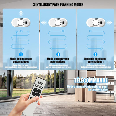 Fensterputzroboter mit Sprühfunktion, 5600PA Elektrischer Fensterputzer, Intelligente Navigation, Fernbedienung, mit 10 Tüchern, Fensterreiniger Roboter Automatischer Für Glatte Oberflächen (5600Pa)