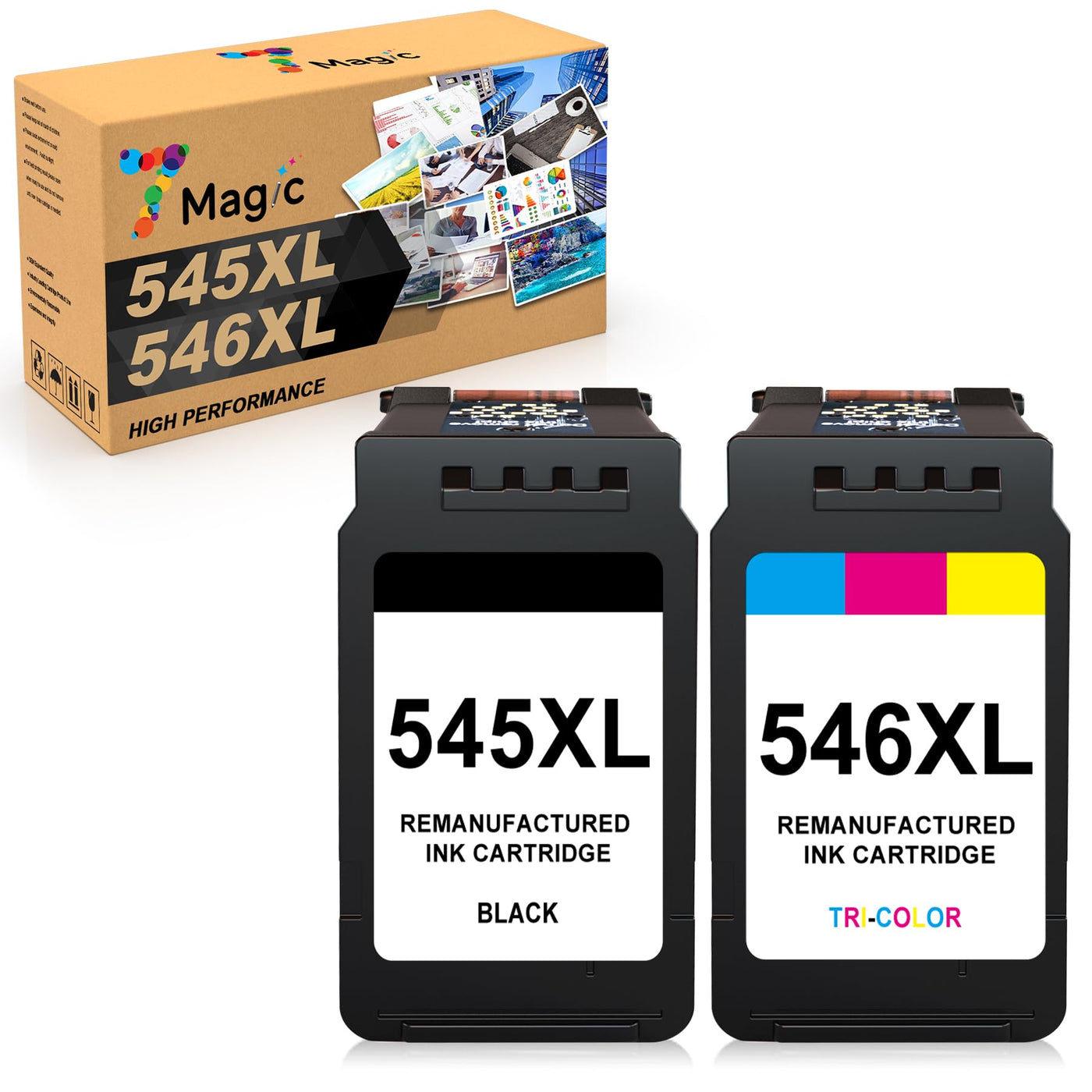 7Magic PG-545XL CL-546XL Ersatz für Canon Druckerpatronen 545 546 XL Multipack Kompatible für Canon für Pixma TS3450 TS3451 TS3350 TS3351 TS3150 TR4550 TR4650 MG3050 MX495 MG2550s (Schwarz, Farbe)