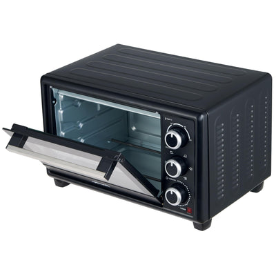 OptimumX 20 L Minibackofen, Klein mini Backofen mit Umluft, 60 Min Timer, Pizza-Ofen, 1380 W, Schwarz