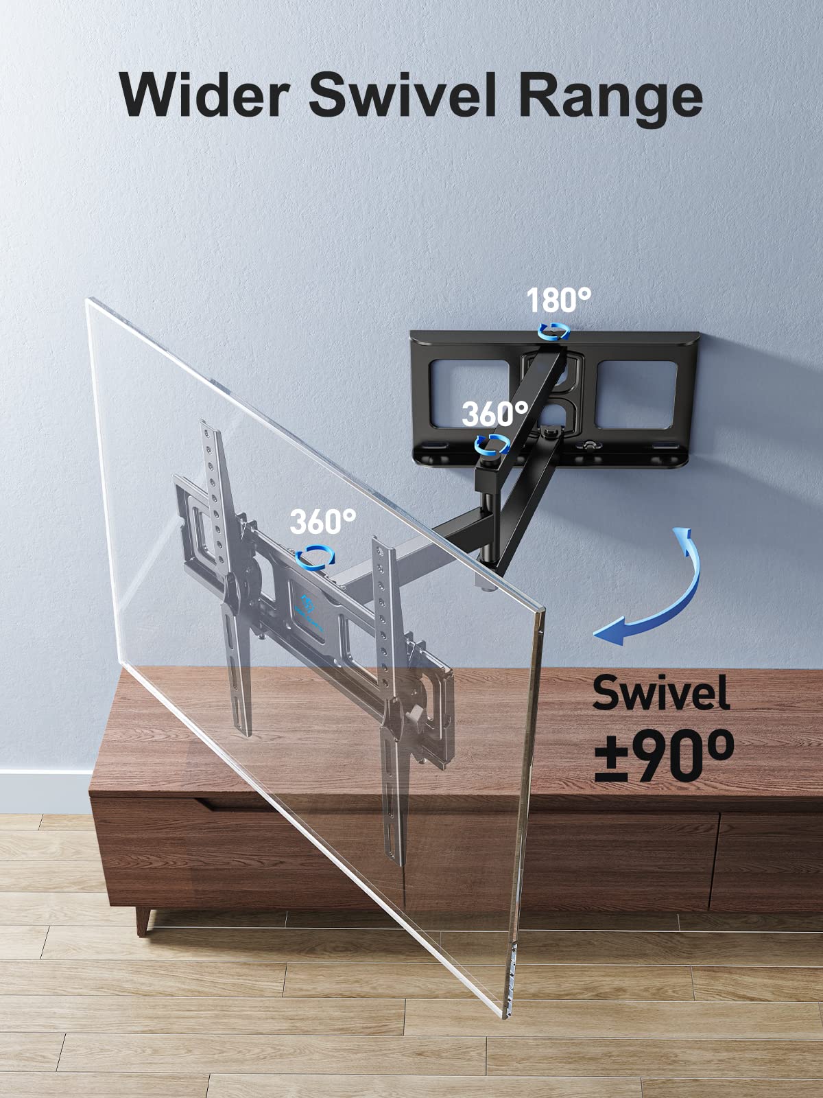 PERLESMITH TV Wandhalterung, Schwenkbare Neigbare TV Halterung für 26-60 Zoll Flach & Curved Fernseher oder Monitor bis zu 40kg, max.VESA 400x400mm