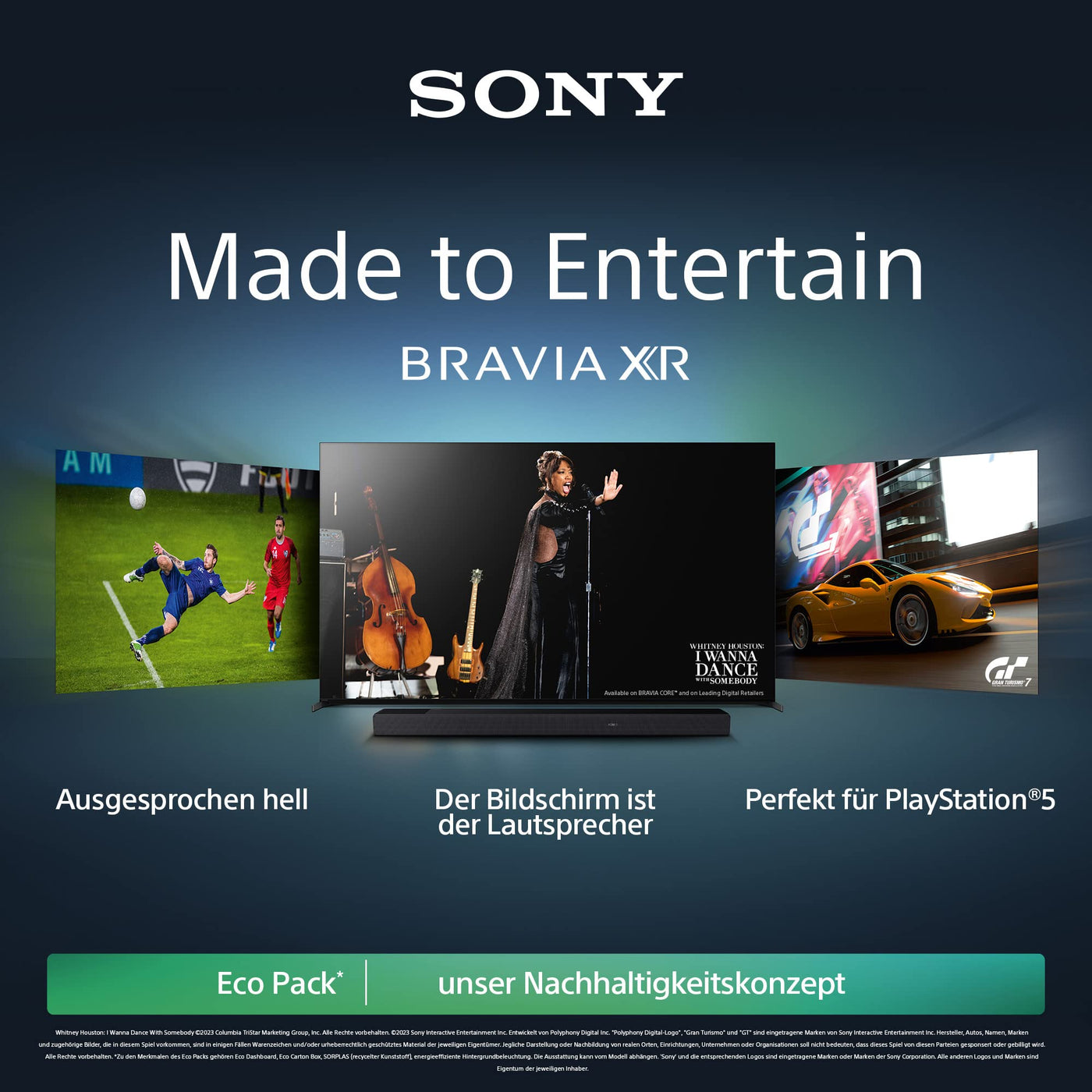 Sony BRAVIA XR, XR-55A80L, 55 Zoll Fernseher, OLED, 4K HDR 120Hz, Google TV, Smart TV, Works with Alexa, mit exklusiven PS5-Features, HDMI 2.1, Gaming-Menü mit ALLM + VRR, 24 + 12M Garantie