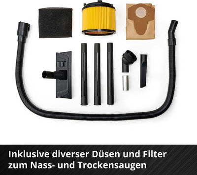 Einhell Akku-Nass-Trockensauger TC-VC 18/20 Li S-Solo Power X-Change (Li-Ion, 18V, Edelstahlbehälter 20 l, Blasanschluss, inkl. Düsen + Filter, ohne Akku und Ladegerät), Schwarz/Rot