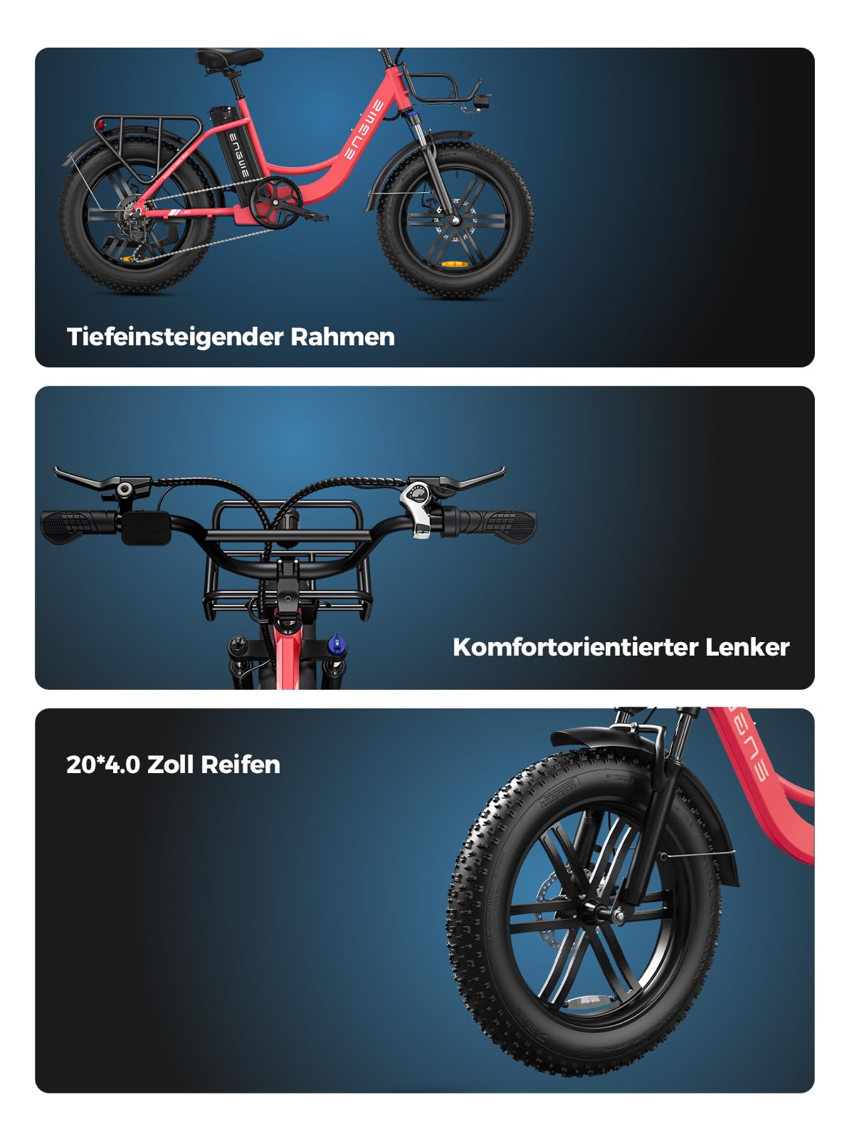 ENGWE E Bike Herren Elektrofahrräder-Ebike mit 48V 13Ah Batterie, E Bike 20 * 4.0 Zoll, E-Bike 7-Gang Getriebe mit LCD-Display, E Bike 250W Motor & 25km/h, Reichweite bis zu 150km L20/L20 Boost