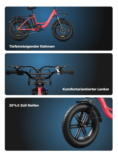 ENGWE E Bike Herren Elektrofahrräder-Ebike mit 48V 13Ah Batterie, E Bike 20 * 4.0 Zoll, E-Bike 7-Gang Getriebe mit LCD-Display, E Bike 250W Motor & 25km/h, Reichweite bis zu 150km L20/L20 Boost