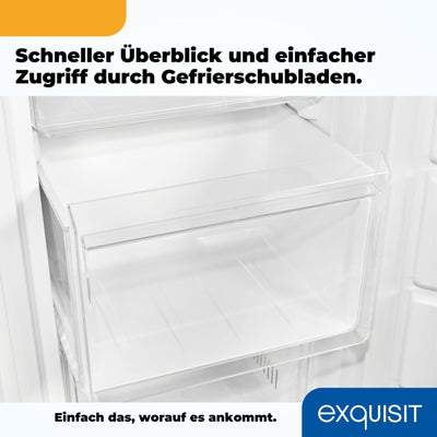 Exquisit Gefrierschrank NoFrost, Tiefkühlschrank groß, 161 Liter, Schnellgefrieren, Alarm-Funktion, GS5231-NF-H-040C weiss