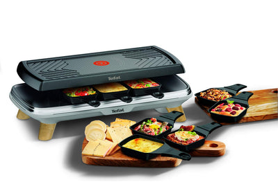 Tefal Raclette Gourmet RE610D | Raclette und Tischgrill | 8 Personen | Extra tiefe Pfännchen | Antihaftbeschichtet | Spülmaschinengeeignet | Ein-/Ausschalter | Kabel abnehmbar | 1350W