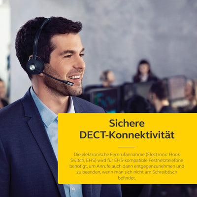 Jabra Engage 75 On-Ear Dect Stereo Headset - Skype for Business zertifizierter drahtloser Kopfhörer mit Noise-Cancelling für Tischtelefone und Softphones - schwarz - EU-Version