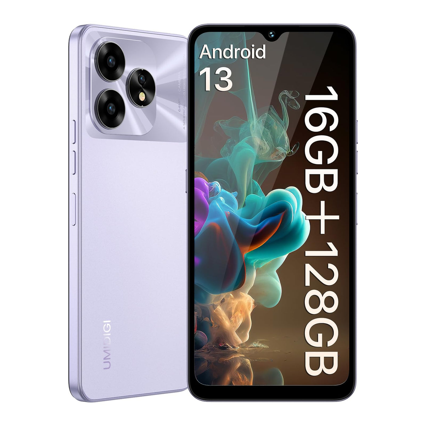 UMIDIGI A15T NFC Smartphone (2024) 16 + 128 GB, MediaTek Helio G95, Dreifachkamera 64 + 8 + 2 MP, Frontkamera 16 MP, Display 6,7 Zoll HD+, 5000 mAh, Android 13, Handy 4G