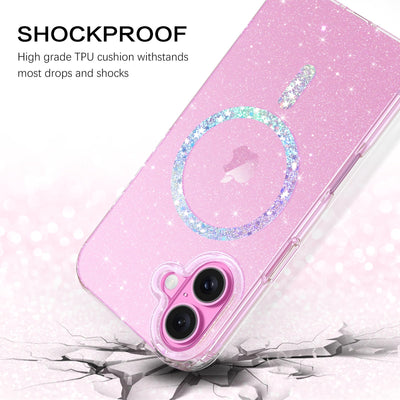 BENTOBEN für iPhone 16 Plus Hülle Handyhülle Glitzer, Magnetisches iPhone 16 Plus 6.7" Case mit Mag-Safe Muster Slim Bumper Silikon Cover Dünn Hülle für Frauen Mädchen Bling Transparent