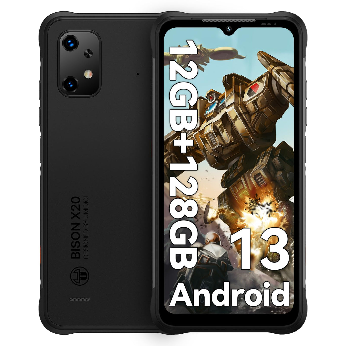 UMIDIGI X20 Outdoor Handy, 6+6GB+128GB/1TB Handy Ohne Vertrag 4G, IP68 Handy wasserdicht, 6000mAh 6,53" HD+ Display Android 13 Smartphone ohne vertrag, Octa Core Prozessor, 20MP, Dual SIM/NFC/GPS/OTG