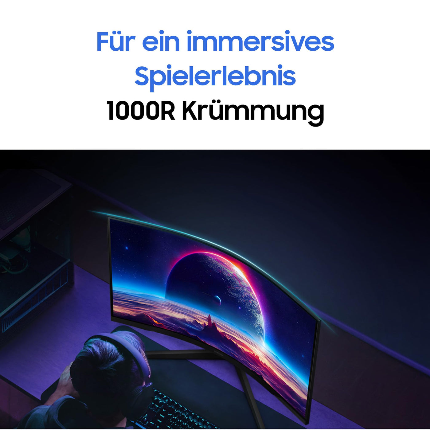 Moniteur de jeu incurvé Samsung Odyssey G55C, 27 pouces, écran avec dalle VA, 2 560 x 1 440 pixels, rayon 1 000R, HDR10, AMD FreeSync, taux de rafraîchissement 165 Hz, temps de réponse 1 ms (MPRT)