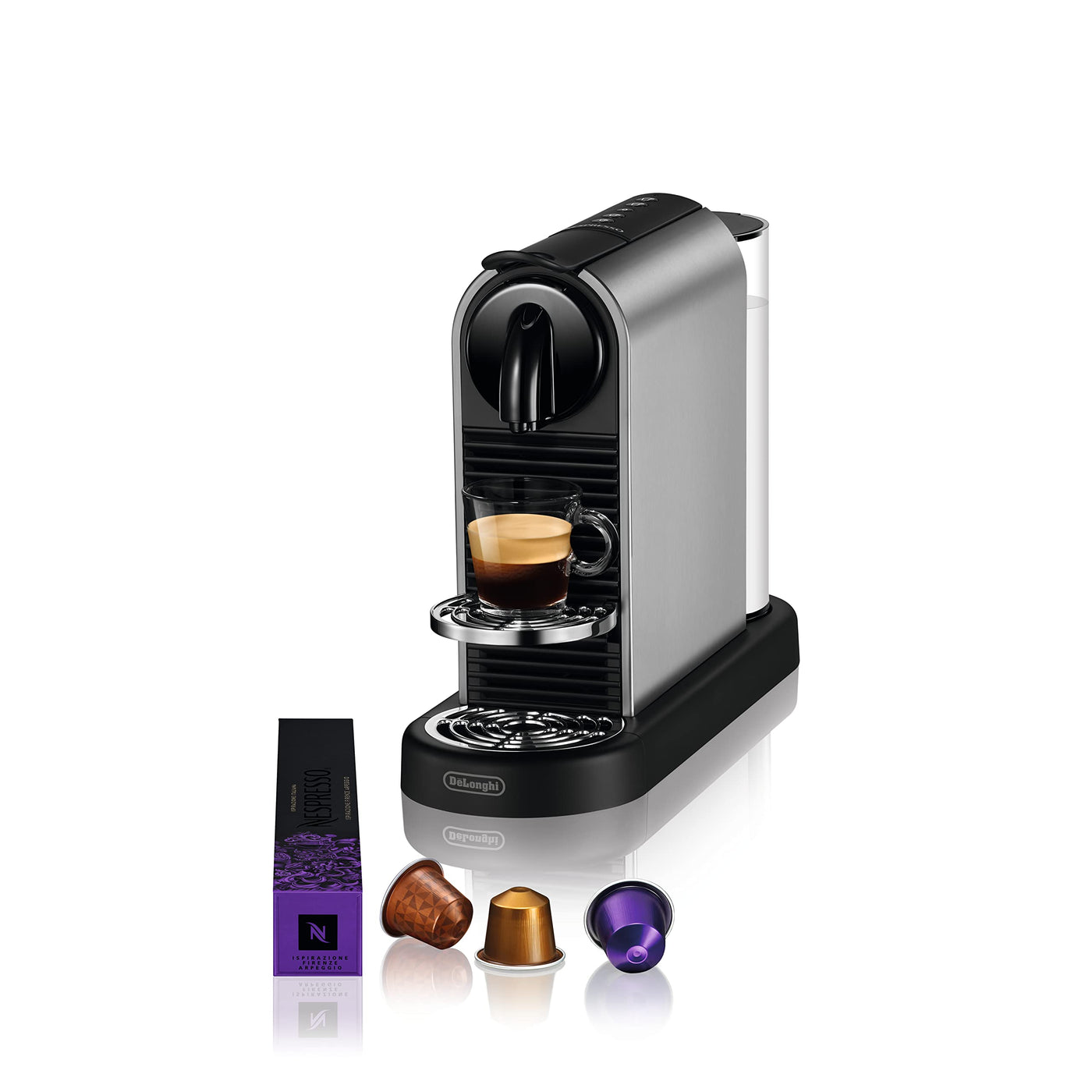 Nespresso De'Longhi CitiZ Platinum EN220.T, Kapsel-Kaffeemaschine, 4 Tassengrößen, 19 bar, 1260 W, Titan