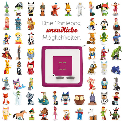 tonies Toniebox Starter Set inkl. 1 Kreativ Figur – Audioplayer für Hörbücher und Lieder für Kinder, einfach zu bedienende kabellose Musikbox BZW. Lautsprecher, 7 Std. Akku, Beere