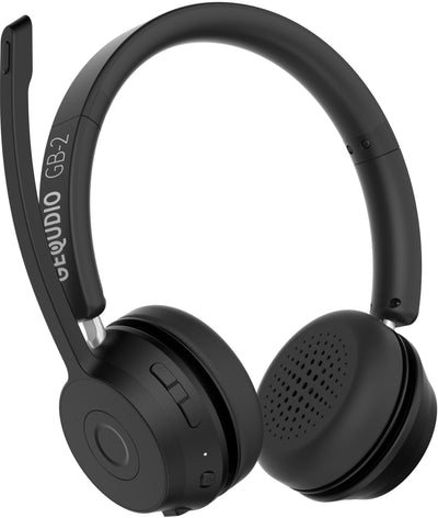 GEQUDIO GB-2 Bluetooth Headset mit Mikrofon, passives Noise Cancelling, Kopfhörer kabellos, 2 Geräte gleichzeitig verbinden (Smartphone, Handy, PC, Laptop), Wireless, Standby 500h (ohne USB-Adapter)