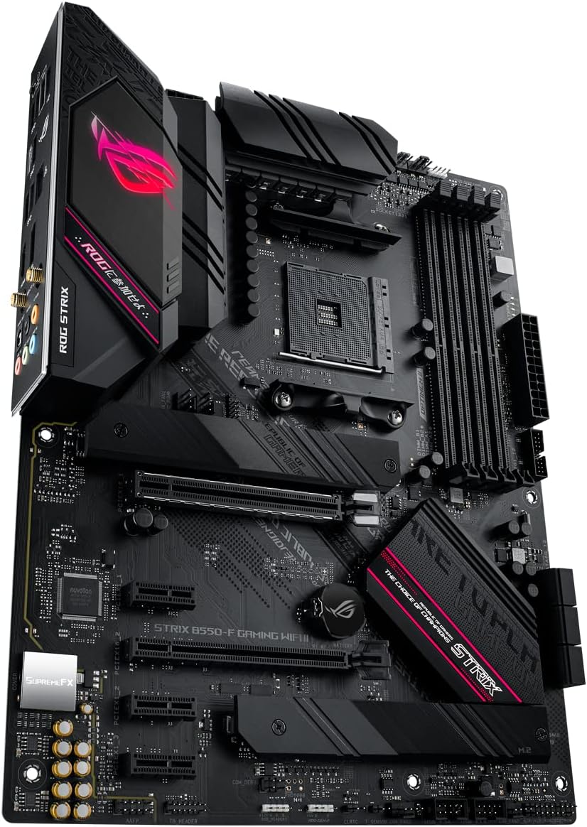 ASUS ROG Strix B550-F Gaming WI-FI II Mainboard Sockel AMD AM4 (AMD B550, ATX, PCIe 4.0, WiFi 6E, SATA 6Gbit/s, USB 3.2 Gen 2, Aura Sync, Two-Way AI Noise Cancelation)