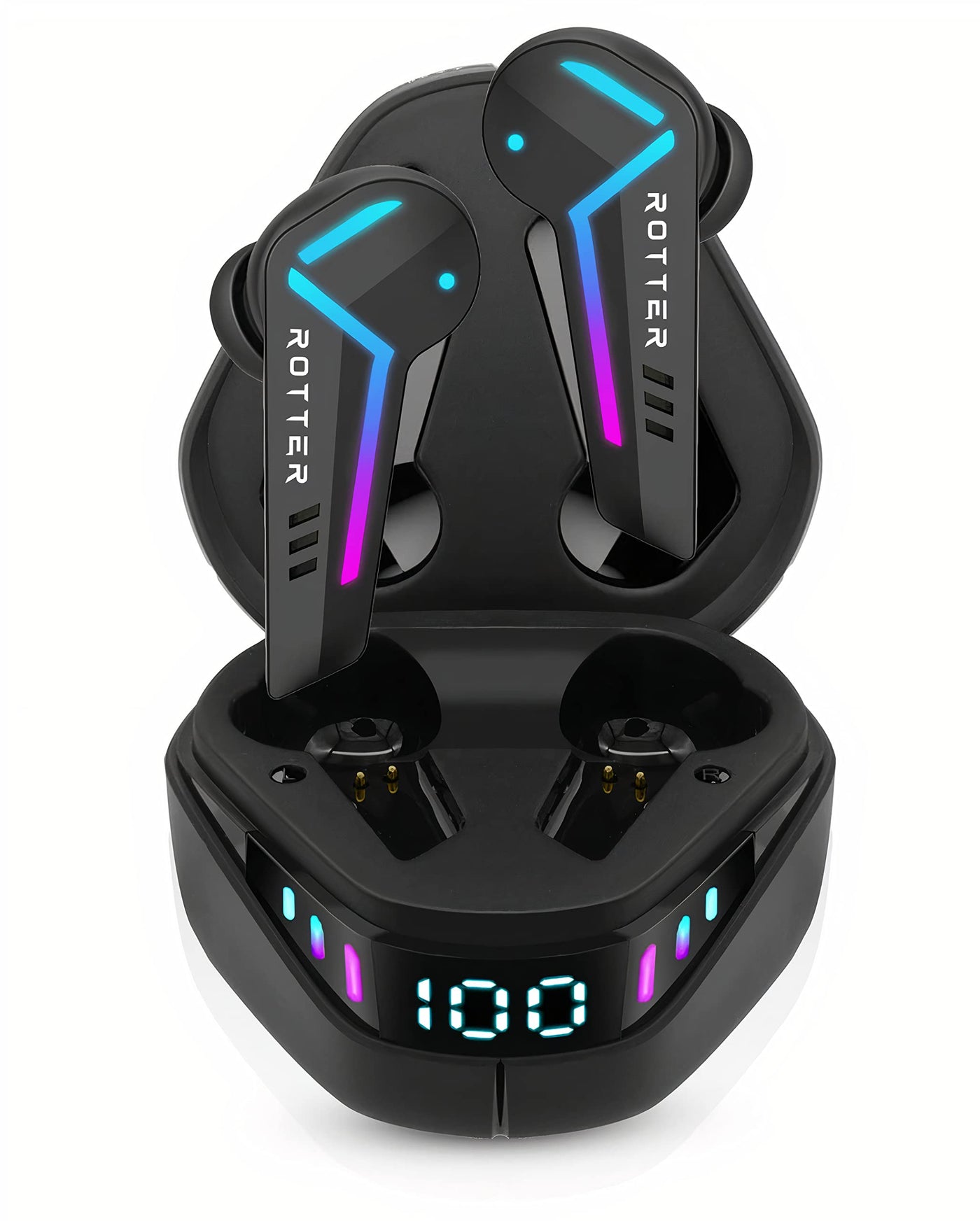 ROTTER® Kabellose Bluetooth Mobile Gaming Kopfhörer, Extrem Niedrige Latenz von 50 ms, Bluetooth 5.3, Dual Modus, 35 Stunden Spielzeit, IPX4 Wasserdicht, 6 Mikrofone (Black)