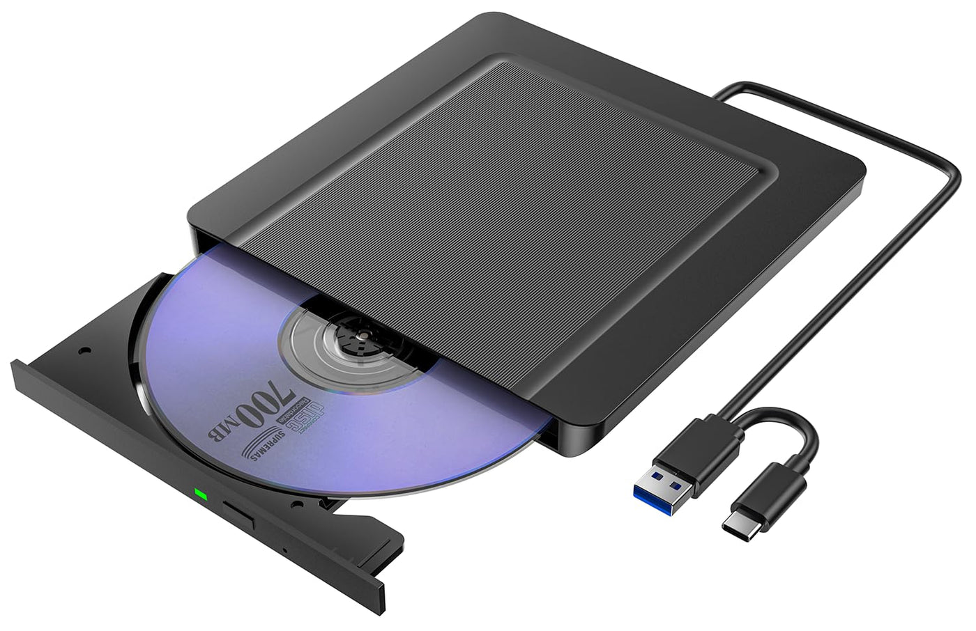 Externes CD DVD Laufwerk, Ultra dünn USB 3.0 & USB-C CD/DVD Laufwerk Extern, CD DVD +/-RW ROM Brenner Optical External DVD Drive für Laptop, PC, Desktop, MacBook, Windows 11/10/8/7/XP/Linux/MacOS