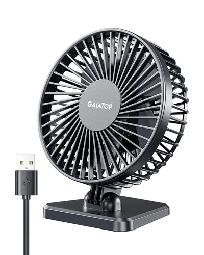 Gaiatop USB-Schreibtischventilator, klein, aber leistungsstark, tragbar, leise, 3 Geschwindigkeiten, Mini-Ventilator für bessere Kühlung, Home Office Auto Indoor Outdoor (schwarz)