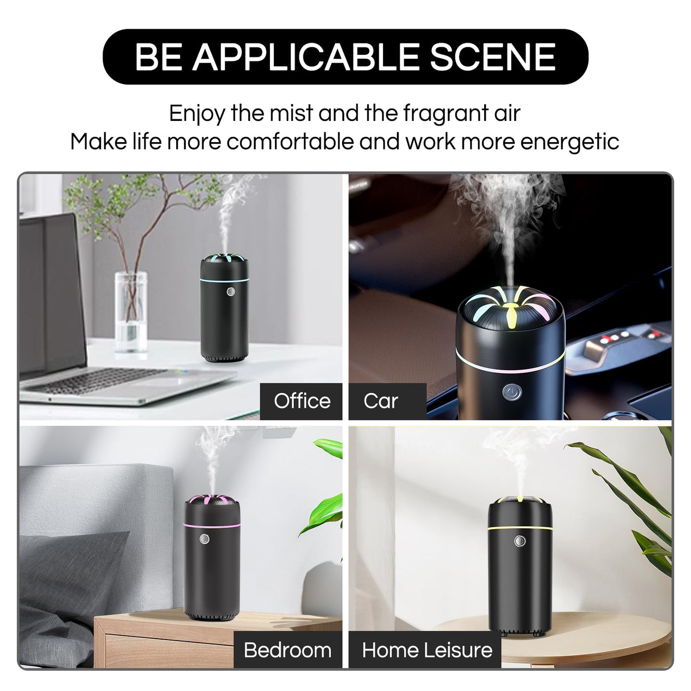 Gonlink Luftbefeuchter, Smart Humidifier Klein, Ultraschall Cool Mist Auto Diffuser, 100ML Raumbefeuchter für Schlafzimmer Pflanzen Büro (Schwarz)