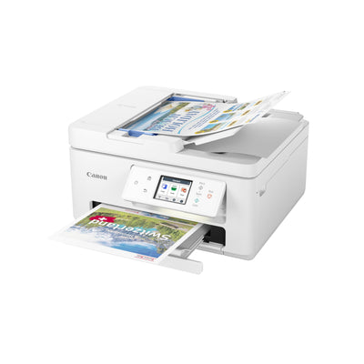 Canon PIXMA TS7750i Multifunktionsdrucker 4in1 (Tintenstrahl,Drucken, Kopieren, Scannen,Faxen, A4, 6,7 cm Touch, WLAN, 35 Blatt ADF, 2 Papierzuführungen, kompatibel mit Pixma Print Plan "Abo") Weiß