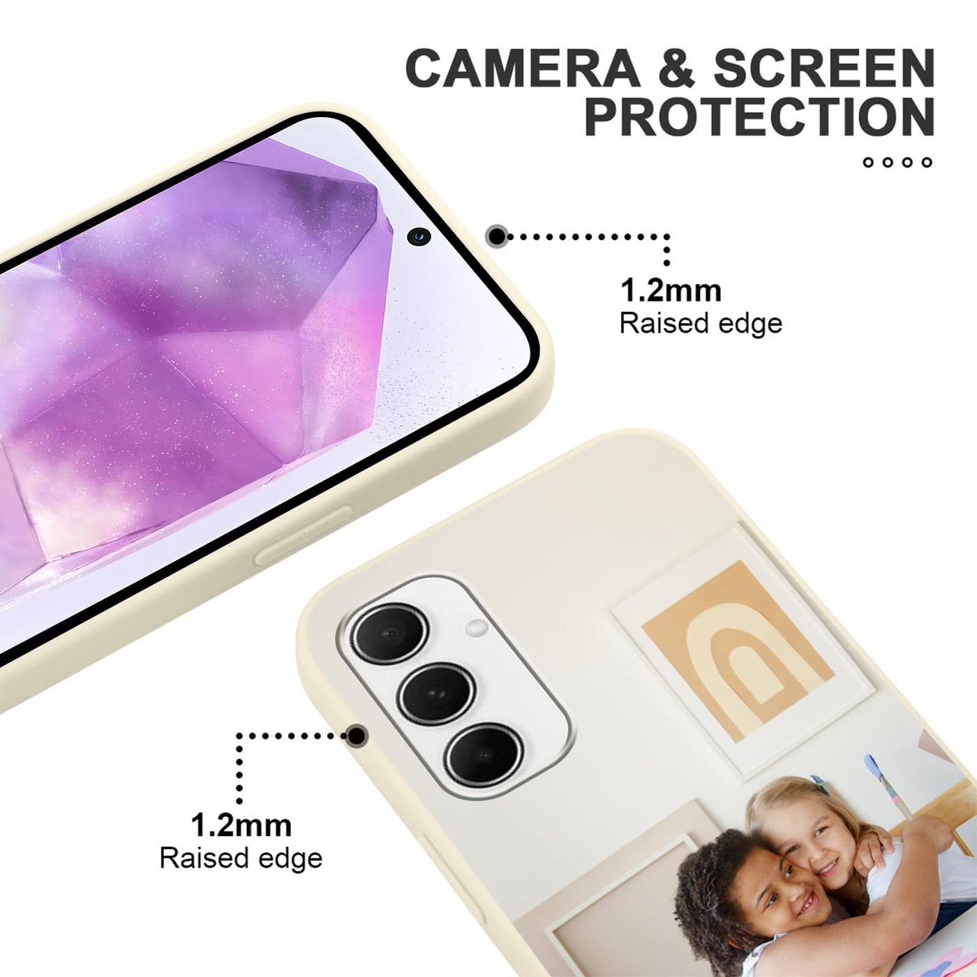 Yoedge Handykette Personalisierte Handyhülle für Samsung Galaxy A55 5G Beige Hülle mit Band Kordel 6,5", Selbst Gestalten/personalisiert mit Foto Bild Text Individuelle Partner Schutzhülle Cover