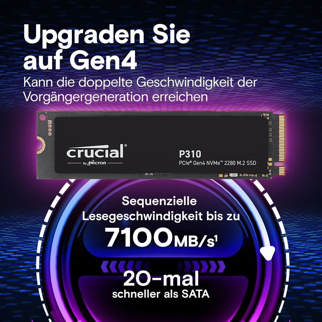 Crucial P310 SSD 500GB M.2 2280 PCIe Gen4 NVMe Interne SSD, bis 6.600 MB/s, Gaming für Laptop und Desktop PC, SSD Festplatte - CT500P310SSD801 (Acronis Edition)